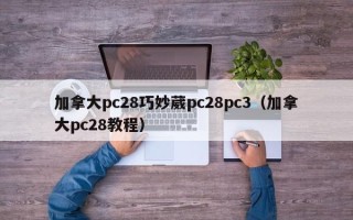 加拿大pc28巧妙葳pc28pc3（加拿大pc28教程）