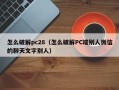 怎么破解pc28（怎么破解PC端别人微信的聊天文字别人）